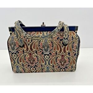 Vtg 50s 60s Kadin Tapestry Carpet Purse Handbag Embroidered *Flaw